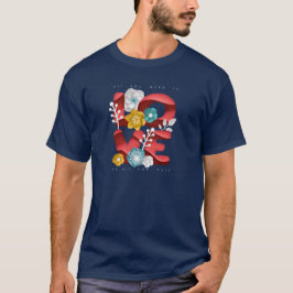 Liefde Word & bloesems in realistische papierkunst T-shirt