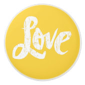 LIEFDE Word Modern Lettering Hippie Butter Geel Keramische Knop (Voorkant)