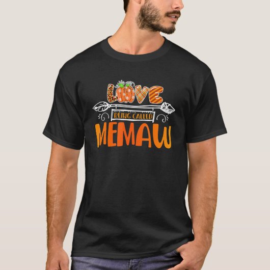 Liefde wordt Memaw Leopard Plaid Pumpkin genoemd d T-shirt (Voorkant)