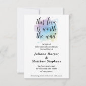 Liefde Worth the Wait | Weddenschap Uitgestelde Ka RSVP Kaartje (Voorkant)