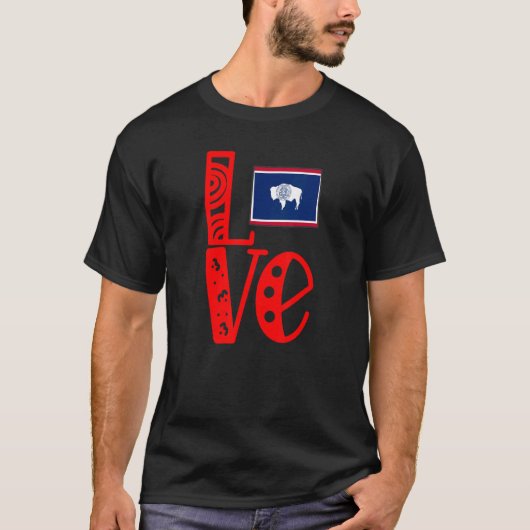 Liefde Wyoming in blokletters T-shirt (Voorkant)