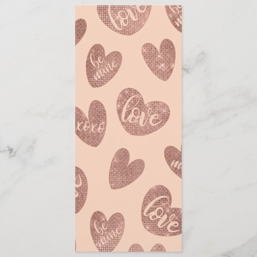 Liefde XOXO is mijn Roos Gold Pink Glitter Hecht Menu (Achterkant)