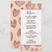 Liefde XOXO is mijn Roos Gold Pink Glitter Hecht Menu (Voorkant / Achterkant)