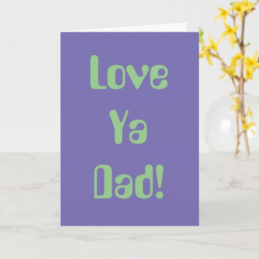 Liefde Ya Papa Paarse Groene 70s Vaders Dag Kaart (Gele Bloem)