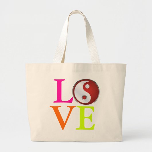 Liefde+Yin Yang Symbool Grote Tote Bag (Voorkant)