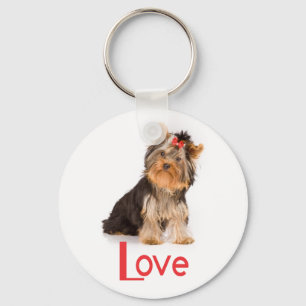 Liefde Yorkshire Terrier Puppie Hond Sleutelhanger