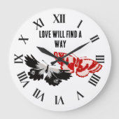 Liefde zal een weg vinden met  vlinders grote klok (Voorkant)