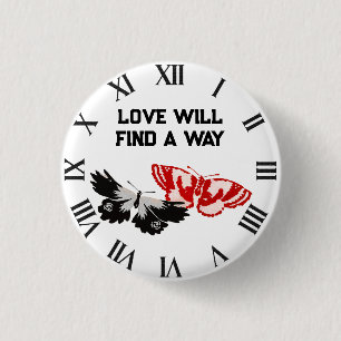 Liefde zal een weg vinden met vlinders ronde button 3,2 cm
