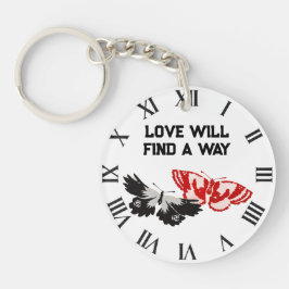 Liefde zal een weg vinden met vlinders sleutelhanger