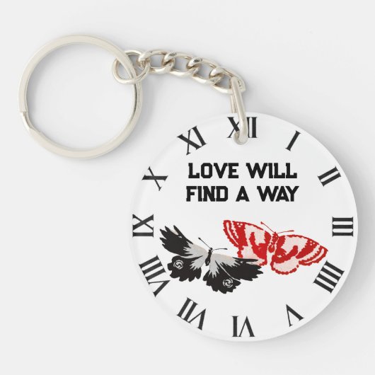 Liefde zal een weg vinden met vlinders sleutelhanger (Voorkant)