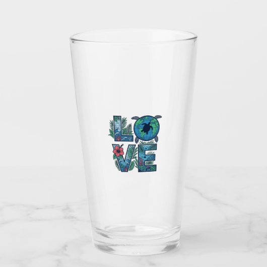 Liefde Zeeschildpad Aarde Tropisch Glas (Voorkant)