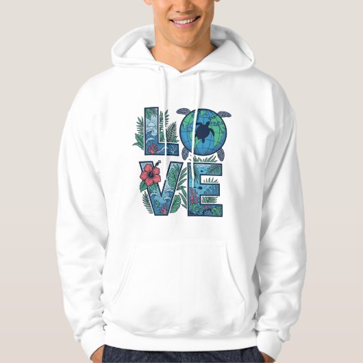 Liefde Zeeschildpad Aarde Tropisch Hoodie (Voorkant)