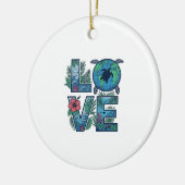 Liefde Zeeschildpad Aarde Tropisch Keramisch Ornament (Links)