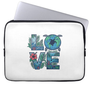 Liefde Zeeschildpad Aarde Tropisch Laptop Sleeve