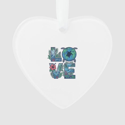 Liefde Zeeschildpad Aarde Tropisch Ornament (voorkant)