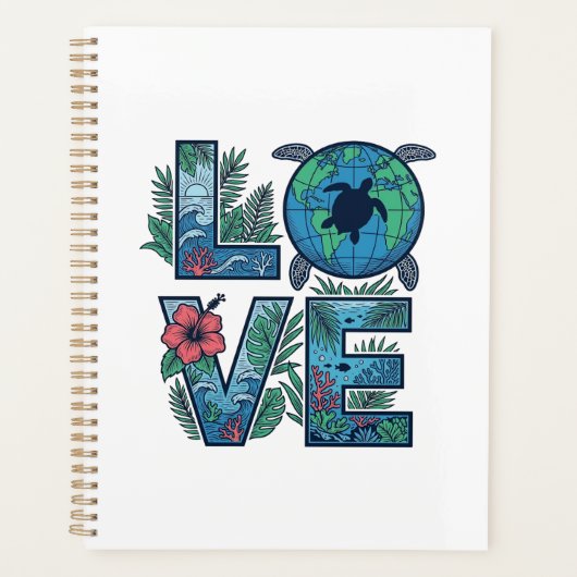 Liefde Zeeschildpad Aarde Tropisch Planner (Voorkant)