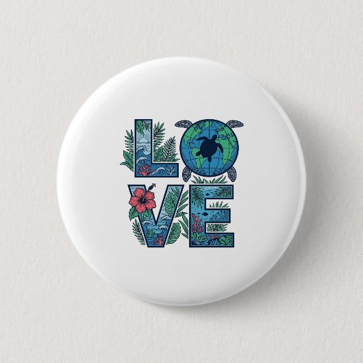 Liefde Zeeschildpad Aarde Tropisch Ronde Button 5,7 Cm (Voorkant)