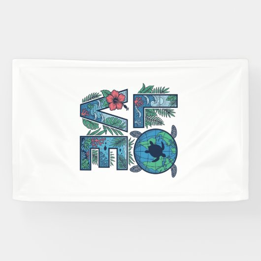 Liefde Zeeschildpad Aarde Tropisch Spandoek (Horizontaal)