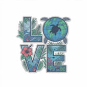 Liefde Zeeschildpad Aarde Tropisch Sticker (Voorkant)