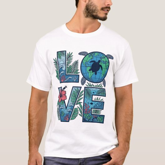Liefde Zeeschildpad Aarde Tropisch T-shirt (Voorkant)