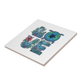 Liefde Zeeschildpad Aarde Tropisch Tegeltje (Zijkant)