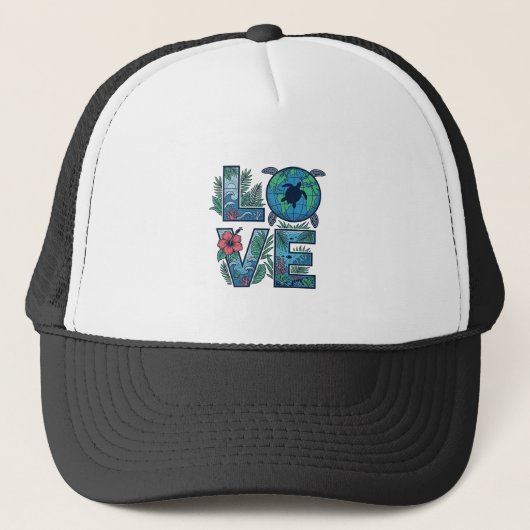 Liefde Zeeschildpad Aarde Tropisch Trucker Pet (Voorkant)