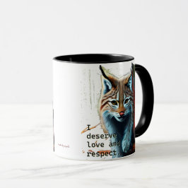 Liefde zelf waard mantra met artistieke lynx Mok