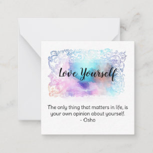 *~ Liefde Zelf Waterverf Quote AP62 Nota Kaart Notitiekaartje