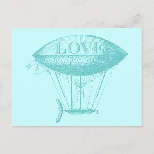 liefde Zeppelin Blue Briefkaart (Voorkant)