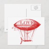 liefde Zeppelin Red Briefkaart (Voorkant / Achterkant)