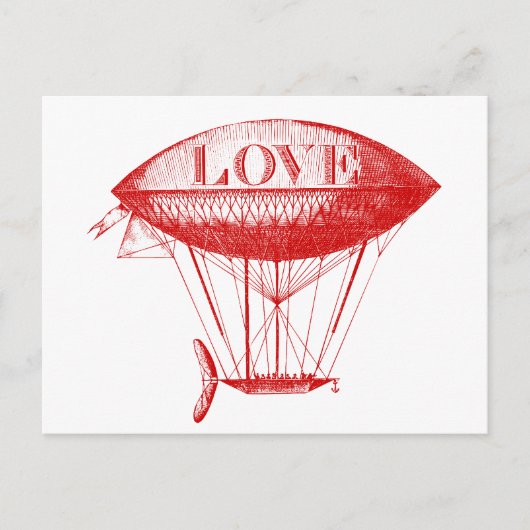 liefde Zeppelin Red Briefkaart (Voorkant)