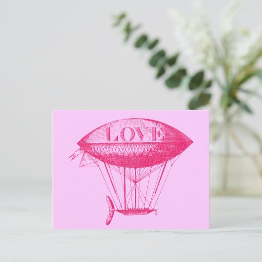  liefde Zeppelin Roze Briefkaart (Staand voorkant)