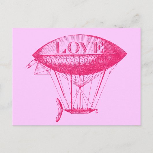  liefde Zeppelin Roze Briefkaart (Voorkant)