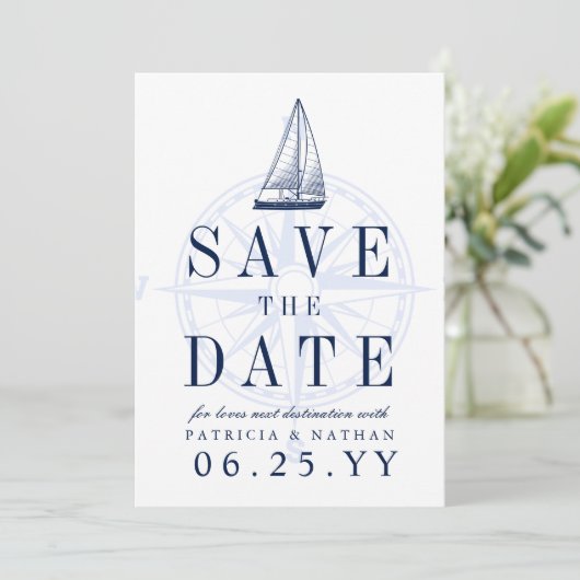 Liefde zet koers | De uitnodigingsdatum opslaan Save The Date (Staand voorkant)