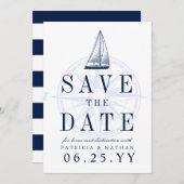 Liefde zet koers | De uitnodigingsdatum opslaan Save The Date (Voorkant / Achterkant)