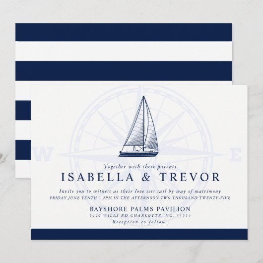 Liefde zet koers | Nautisch thema bruiloft Kaart (Voorkant / Achterkant)