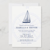 Liefde zet koers | Nautische bruiloft Solid Navy Kaart (Voorkant)