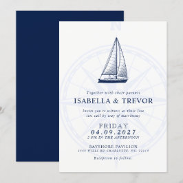 Liefde zet koers | Nautische bruiloft Solid Navy Kaart