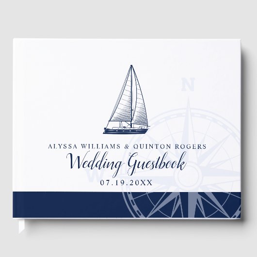 Liefde zet koers | zeilboot bruiloft thema gastenboek (Voorkant)