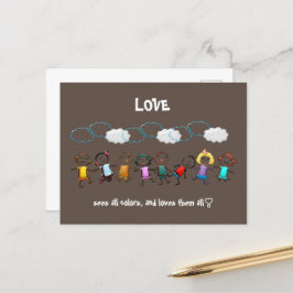 Liefde ziet alle kleuren en houdt van ze allemaal  briefkaart