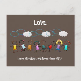 Liefde ziet alle kleuren en houdt van ze allemaal  briefkaart