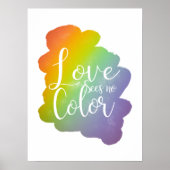 Liefde ziet geen kleur in Rainbow White Poster (Voorkant)