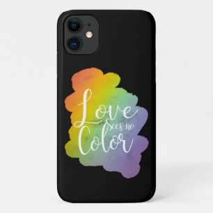 Liefde ziet geen kleuren citaat regenboog zwart Case-Mate iPhone case