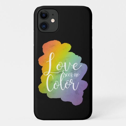 Liefde ziet geen kleuren citaat regenboog zwart Case-Mate iPhone case (Achterkant)