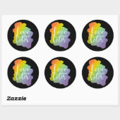 Liefde ziet geen kleuren citaat regenboog zwart ronde sticker (Vel)