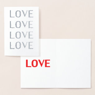 Liefde zilver en rode, minimalistische interieurte folie kaarten