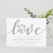 Liefde Zilver Glitter Pootafdruk Bruiloft Save The Date (Staand voorkant)