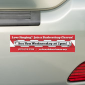 Liefde zingen?  Doe mee met een Barbershop Chorus! Bumpersticker (Op auto)