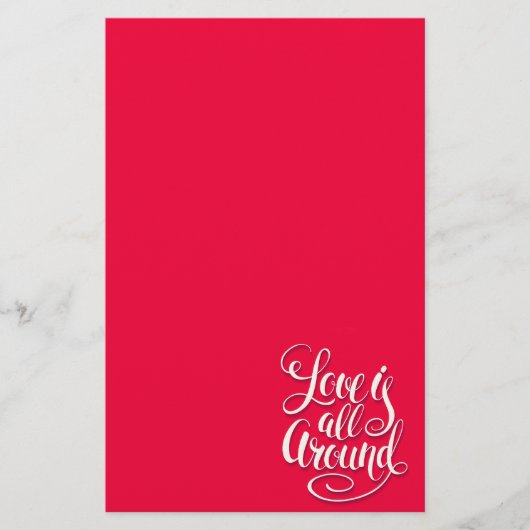 Liefde zit allemaal rond het script dat roze laat  briefpapier (Voorkant)