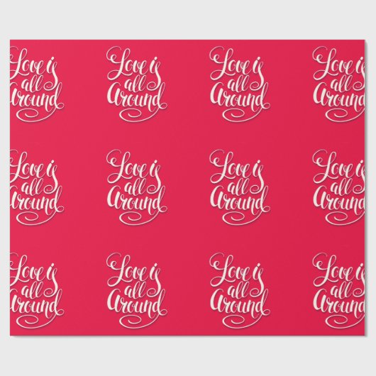 Liefde zit allemaal rond het script dat roze laat  cadeaupapier (Vlak)